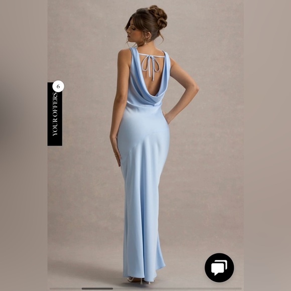 blues brothers fancy dress Deep Sapphire Satin Cowl Neck Maxi Dress main image 0